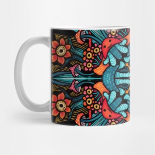 Trippy colorful psychedelic mushrooms flowers mandala Mug